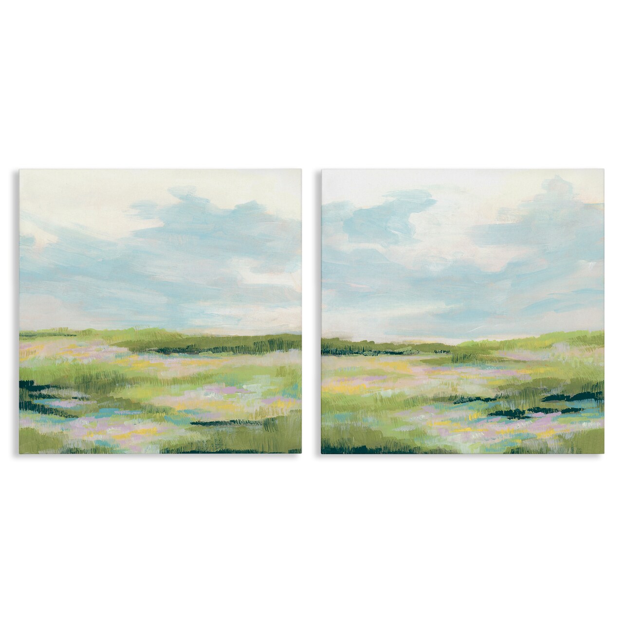 Stupell Industries Pastel Meadow under Blue Sky 2pc Canvas Wall Art Set Design by June Erica Vess